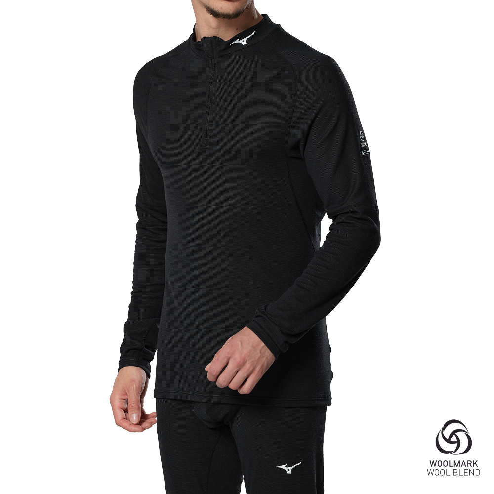 Mizuno Premium Merino Wool Half Zip Noir Homme TailleXL